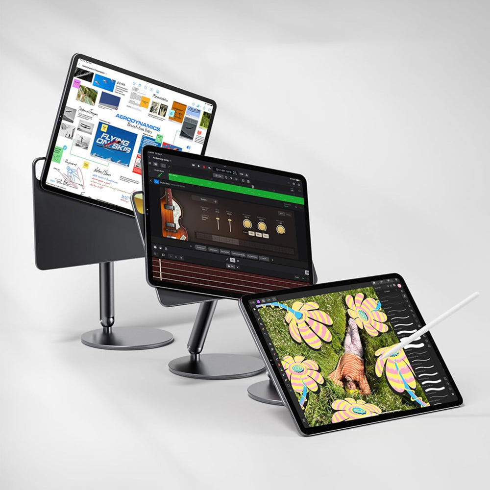 Apple iPad Air 13 2025 M3 Wiwu ZM-310 360 Derece Dönebilen Magnetik Başlıklı Tablet Standı Gri