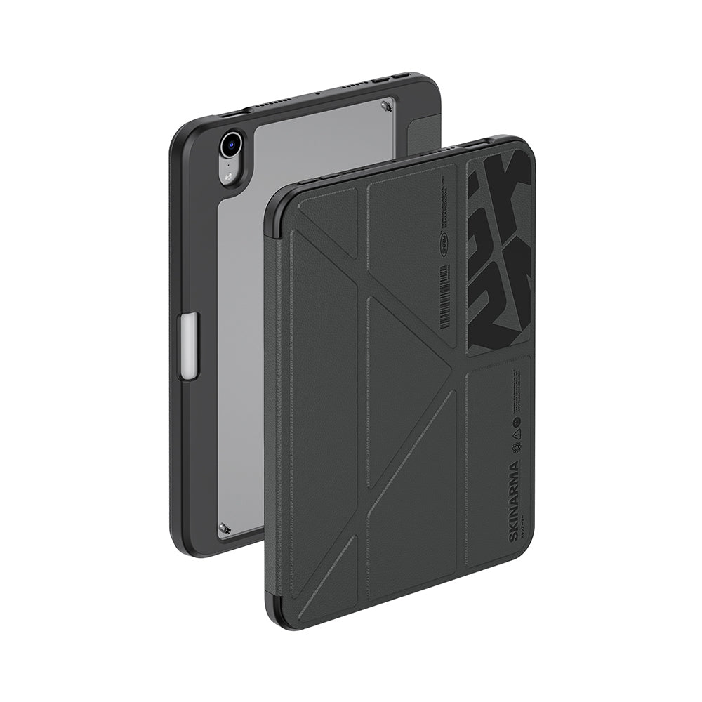 Apple iPad Mini 2024 (7.Nesil) Kılıf Skinarma Desenli Airbag Tasarımlı Standlı Spunk Kapak Koyu Yeşil