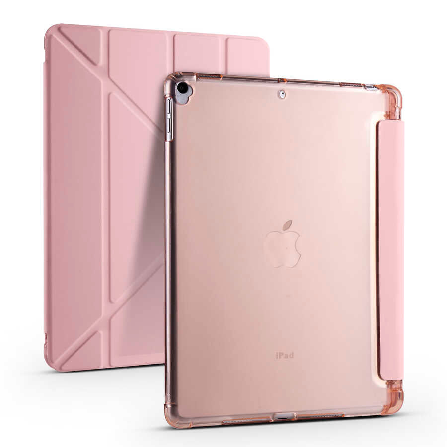 Apple iPad Pro 10.5 (7.Nesil) Kılıf Zore Tri Folding Kalem Bölmeli Standlı Kılıf Mavi