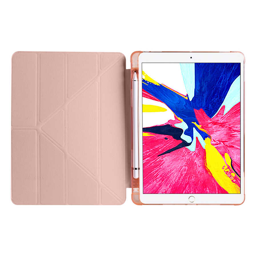 Apple iPad Pro 10.5 (7.Nesil) Kılıf Zore Tri Folding Kalem Bölmeli Standlı Kılıf Mor