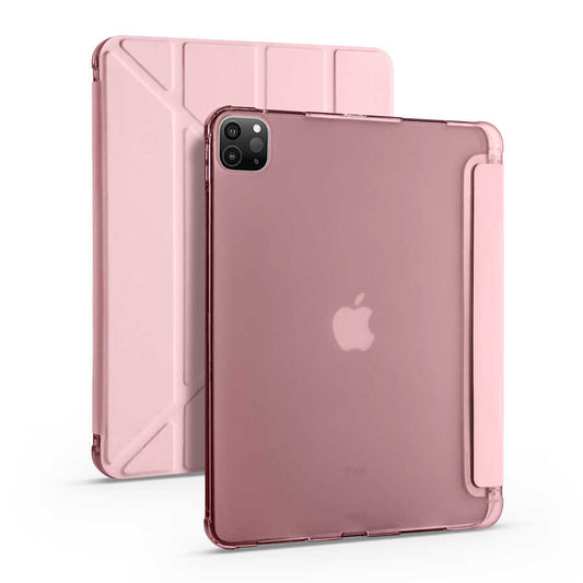 Apple iPad Pro 11 2020 (2.Nesil) Kılıf Zore Tri Folding Kalem Bölmeli Standlı Kılıf Rose Gold