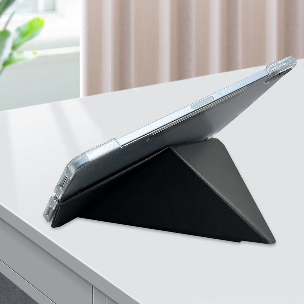 Apple iPad Pro 11 2024 Raptic Clear Folio Airbagli Şeffaf Kapaklı Katlanabilir Standlı Kılıf Siyah