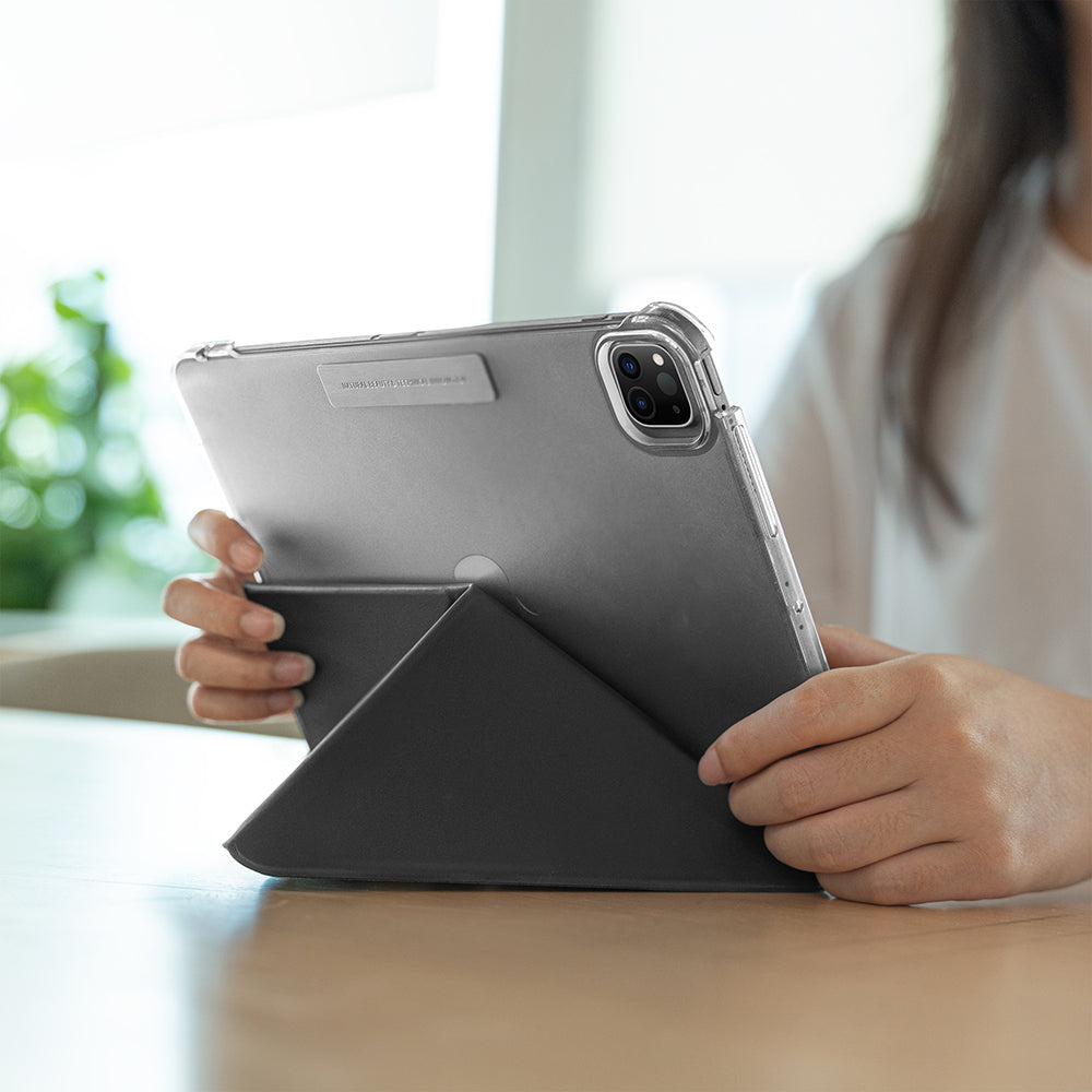 Apple iPad Pro 11 2024 Raptic Clear Folio Airbagli Şeffaf Kapaklı Katlanabilir Standlı Kılıf Lacivert