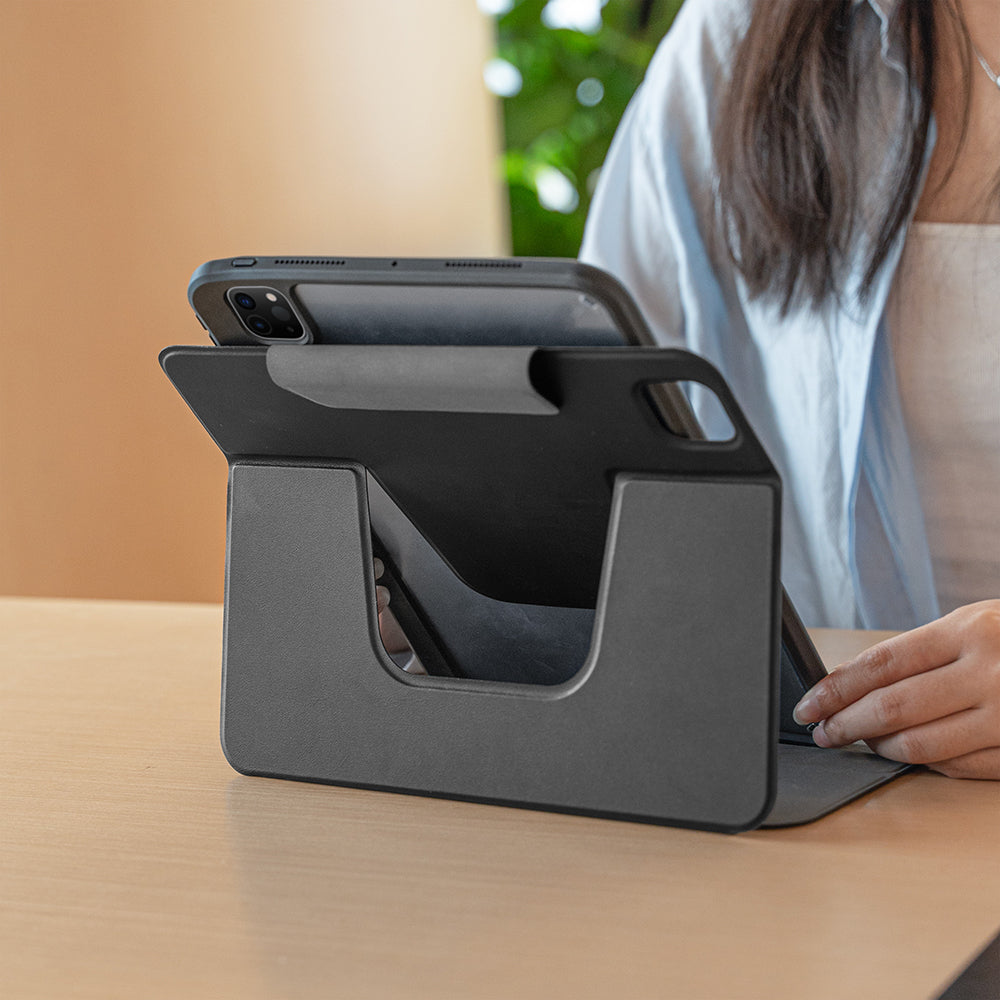 Apple iPad Pro 11 2024 Raptic Spin Detachable Folio PU Ayrılabilir Kalem Bölmeli Standlı Kılıf Siyah