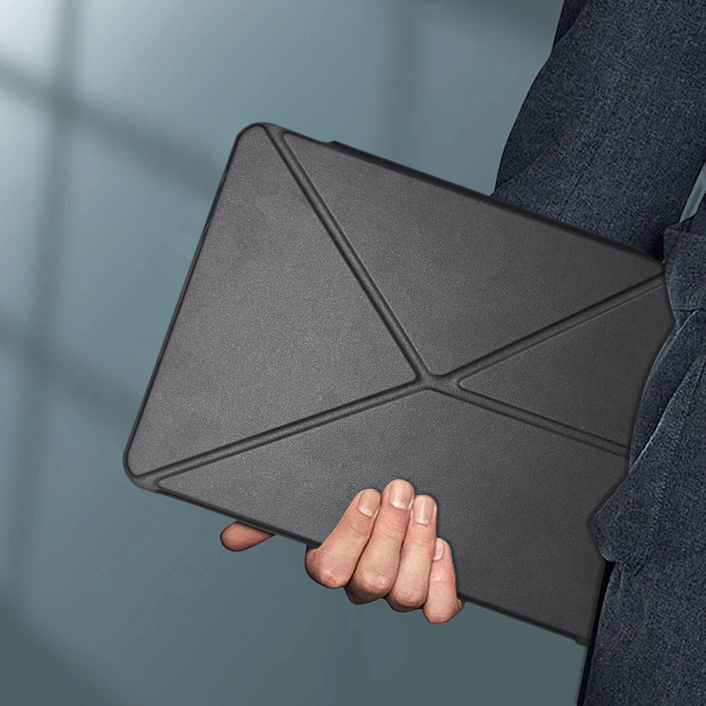 Apple iPad Pro 11 2025 M5 Raptic Clear Folio Airbagli Şeffaf Kapaklı Katlanabilir Standlı Kılıf Siyah