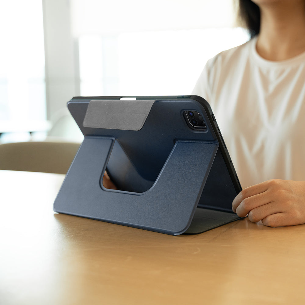 Apple iPad Pro 11 2025 M5 Raptic Spin Detachable Folio PU Ayrılabilir Kalem Bölmeli Standlı Kılıf Lacivert