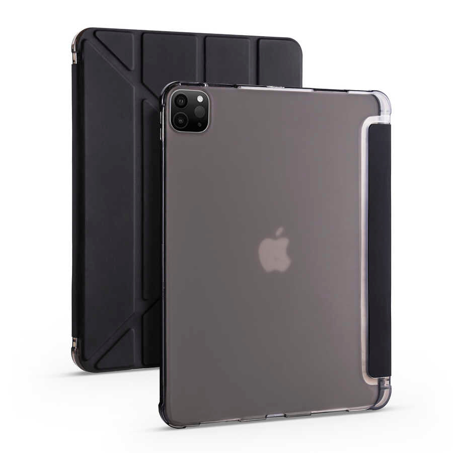 Apple iPad Pro 12.9 2020 (4.Nesil) Kılıf Zore Tri Folding Kalem Bölmeli Standlı Kılıf Lacivert