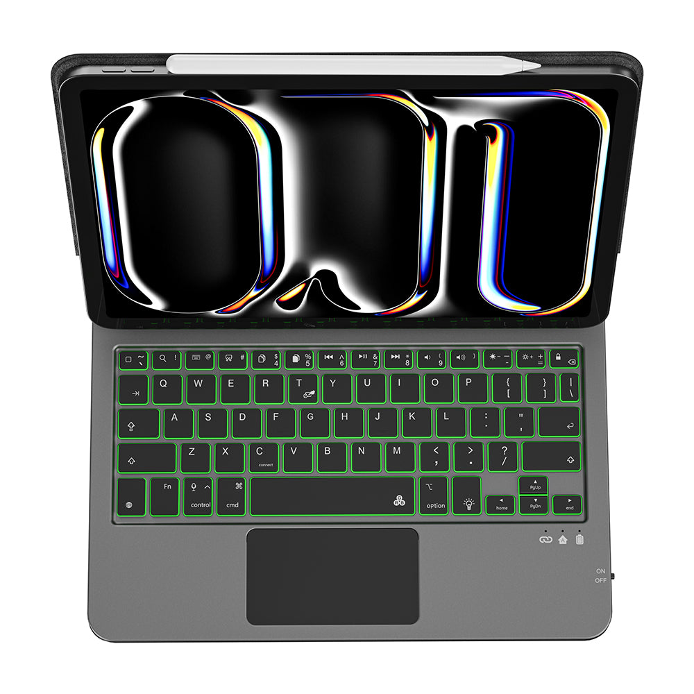 Apple iPad Pro 12.9 2020 (4.Nesil) Wiwu MK-003 Gizli Kalem Bölmeli Klavyeli Standlı Kılıf Siyah