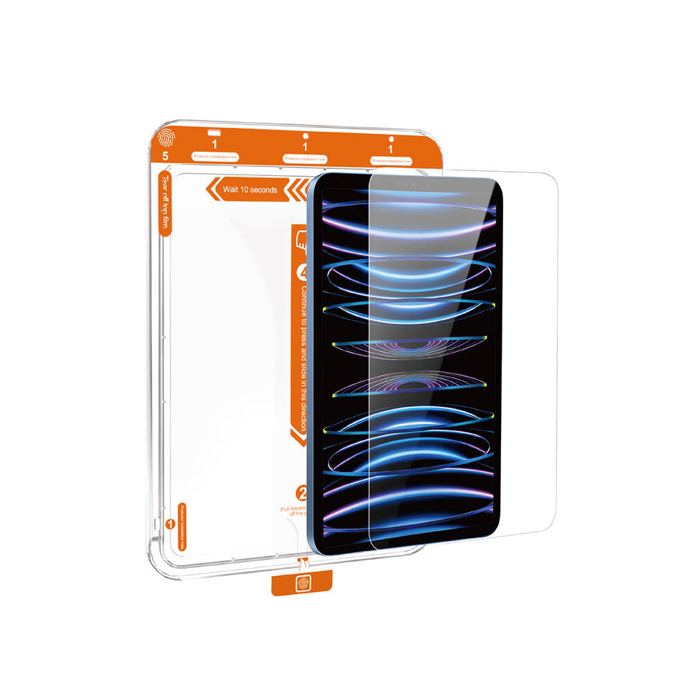 Apple iPad Pro 12.9 2020 (4.Nesil) Wiwu Wi-GQ002 iVista 5 Katmanlı Temperli Cam Ekran Koruyucu + Kolay Uygulama Aparatı Renksiz