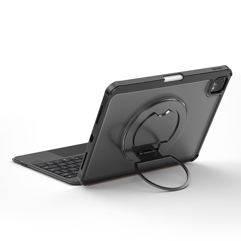 Apple iPad Pro 12.9 2021 (5.Nesil) Wiwu MK-007 Combo Pro Kalem Bölmeli Klavyeli Standlı Kılıf Siyah