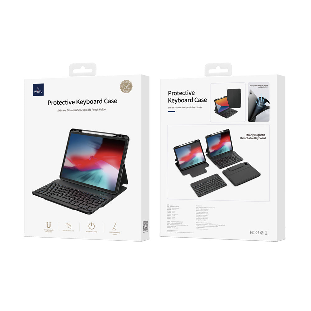Apple iPad Pro 12.9 2022 M2 Wiwu Protective Gizli Kalem Bölmeli Klavyeli Kılıf Siyah