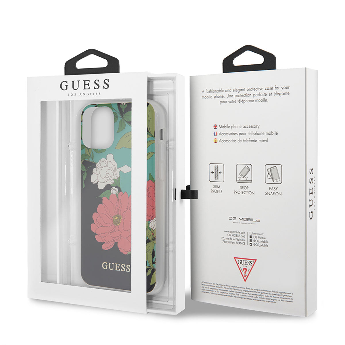 Apple iPhone 11 Kılıf GUESS Çiçek Desenli Tasarım Kapak Siyah