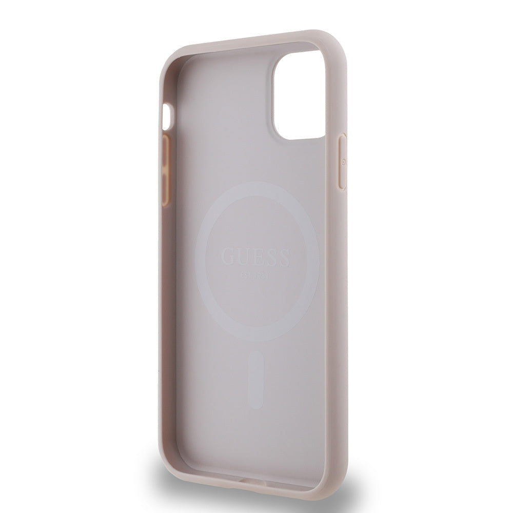 Apple iPhone 11 Kılıf Guess Orjinal Lisanslı Magsafe Şarj Özellikli Small 4G Classic Kapak Pembe