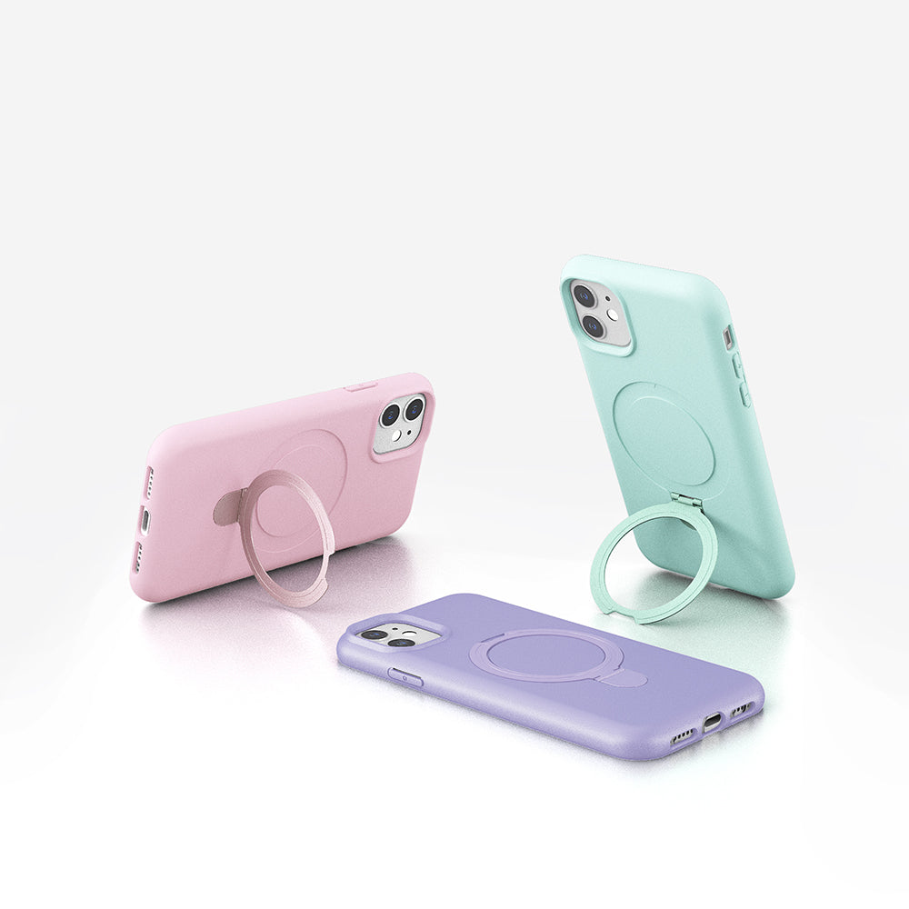 Apple iPhone 11 Kılıf M-safe Şarj Özellikli Standlı Zore Samara Kapak Siyah