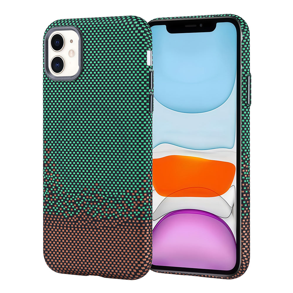 Apple iPhone 11 Kılıf M-safe Şarj Özellikli Karbon Fiber Görünümlü Zore Nekst Kapak Yeşil