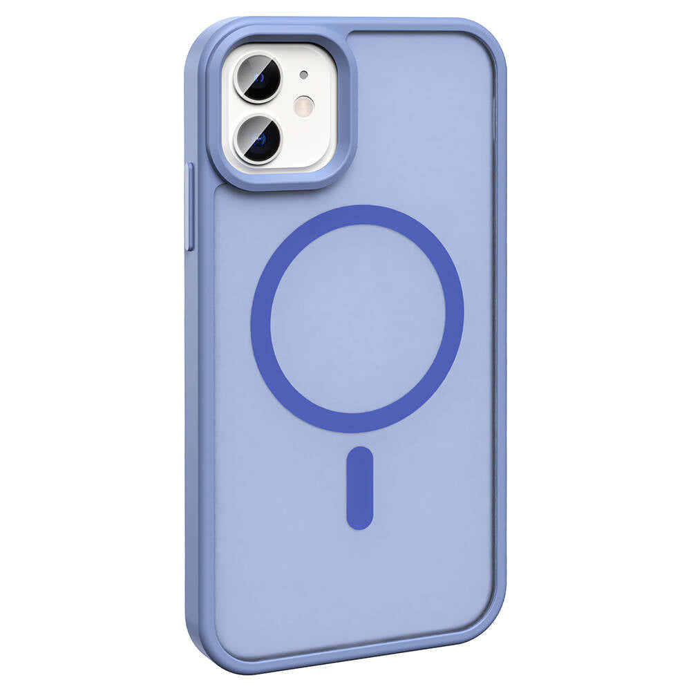 Apple iPhone 11 Kılıf M-safe Şarj Özellikli Mat Arka Yüzey Zore Sio Kapak Lacivert