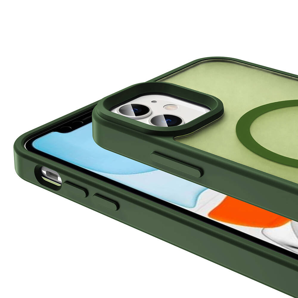 Apple iPhone 11 Kılıf M-safe Şarj Özellikli Mat Arka Yüzey Zore Sio Kapak Açık Yeşil