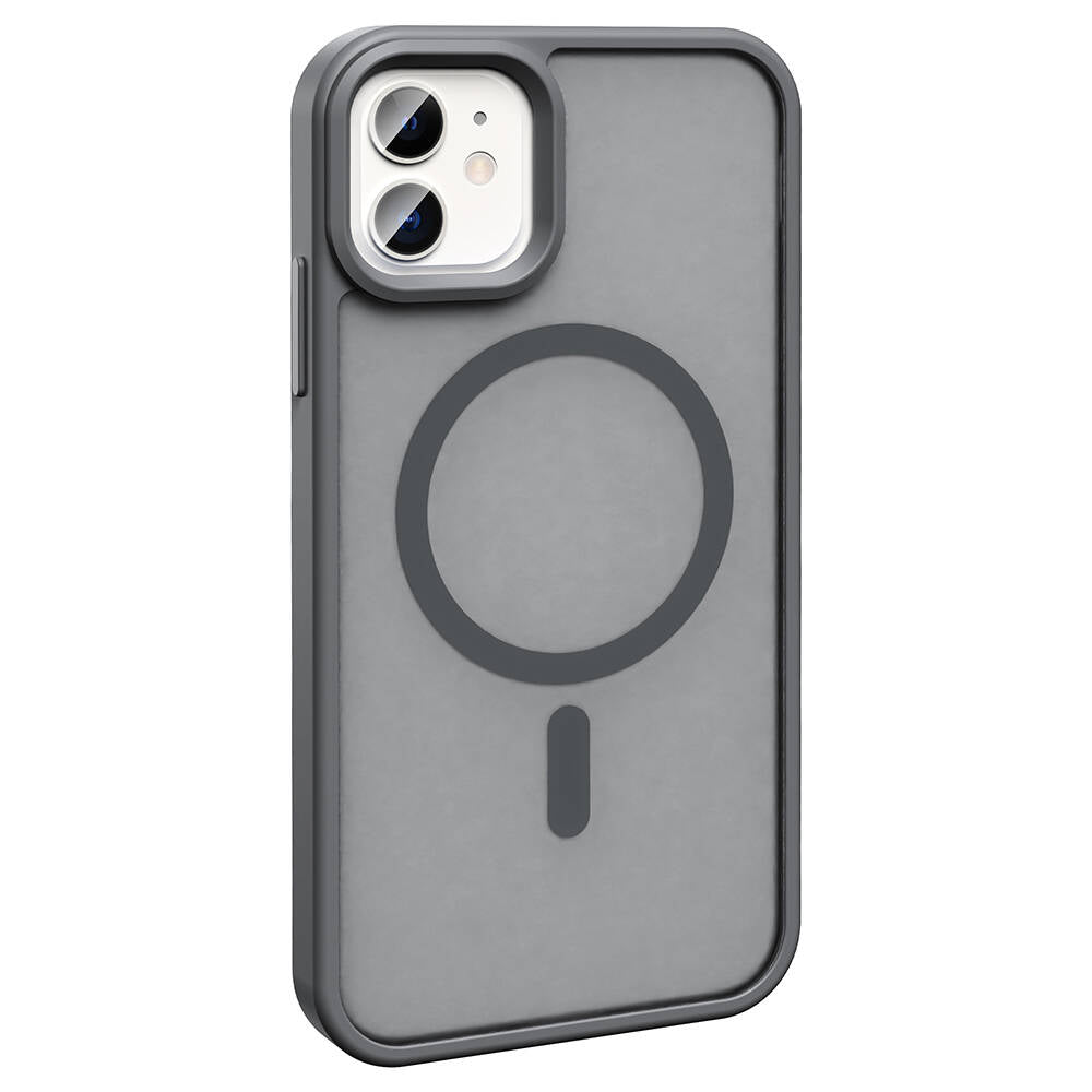 Apple iPhone 11 Kılıf M-safe Şarj Özellikli Mat Arka Yüzey Zore Sio Kapak Gri