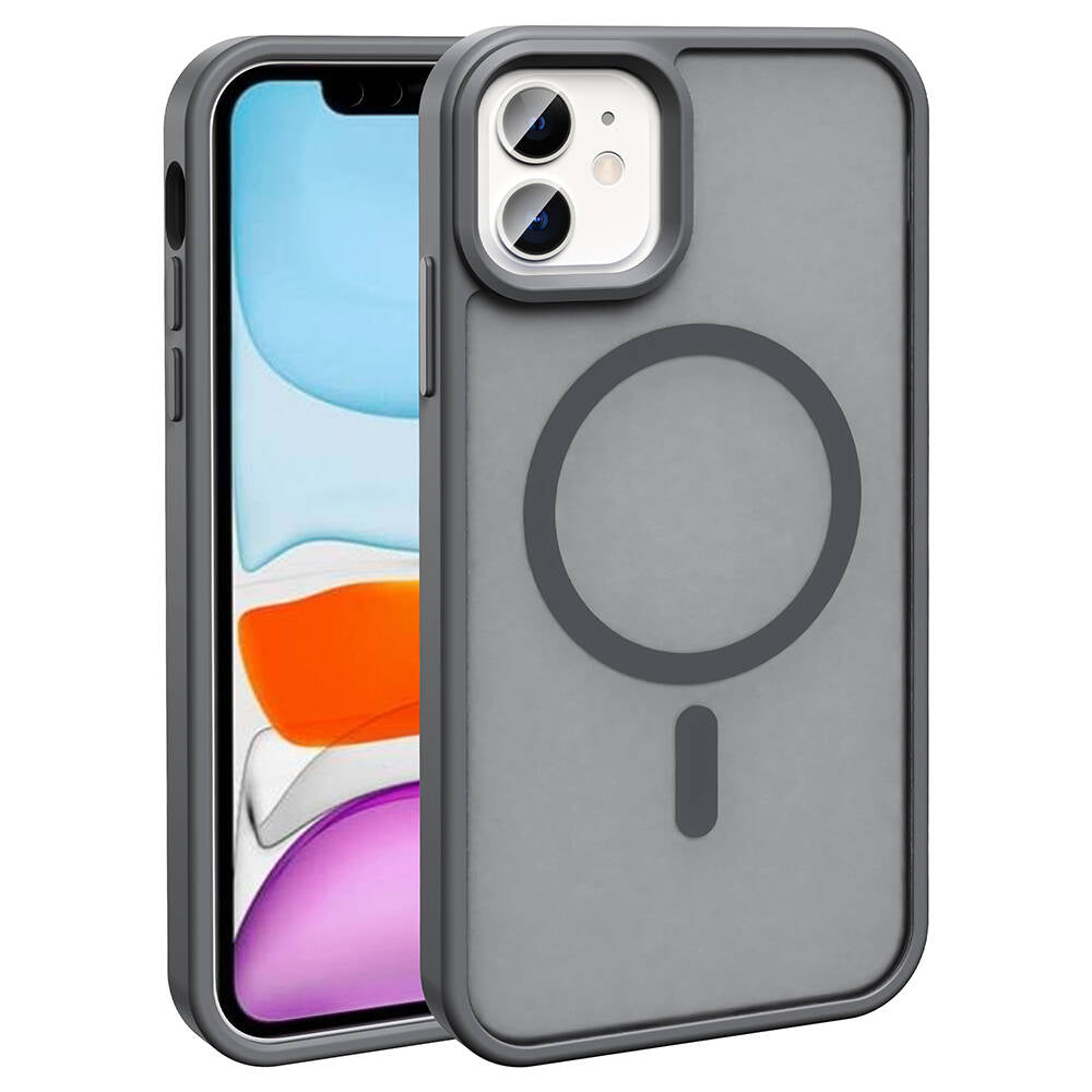 Apple iPhone 11 Kılıf M-safe Şarj Özellikli Mat Arka Yüzey Zore Sio Kapak Siyah