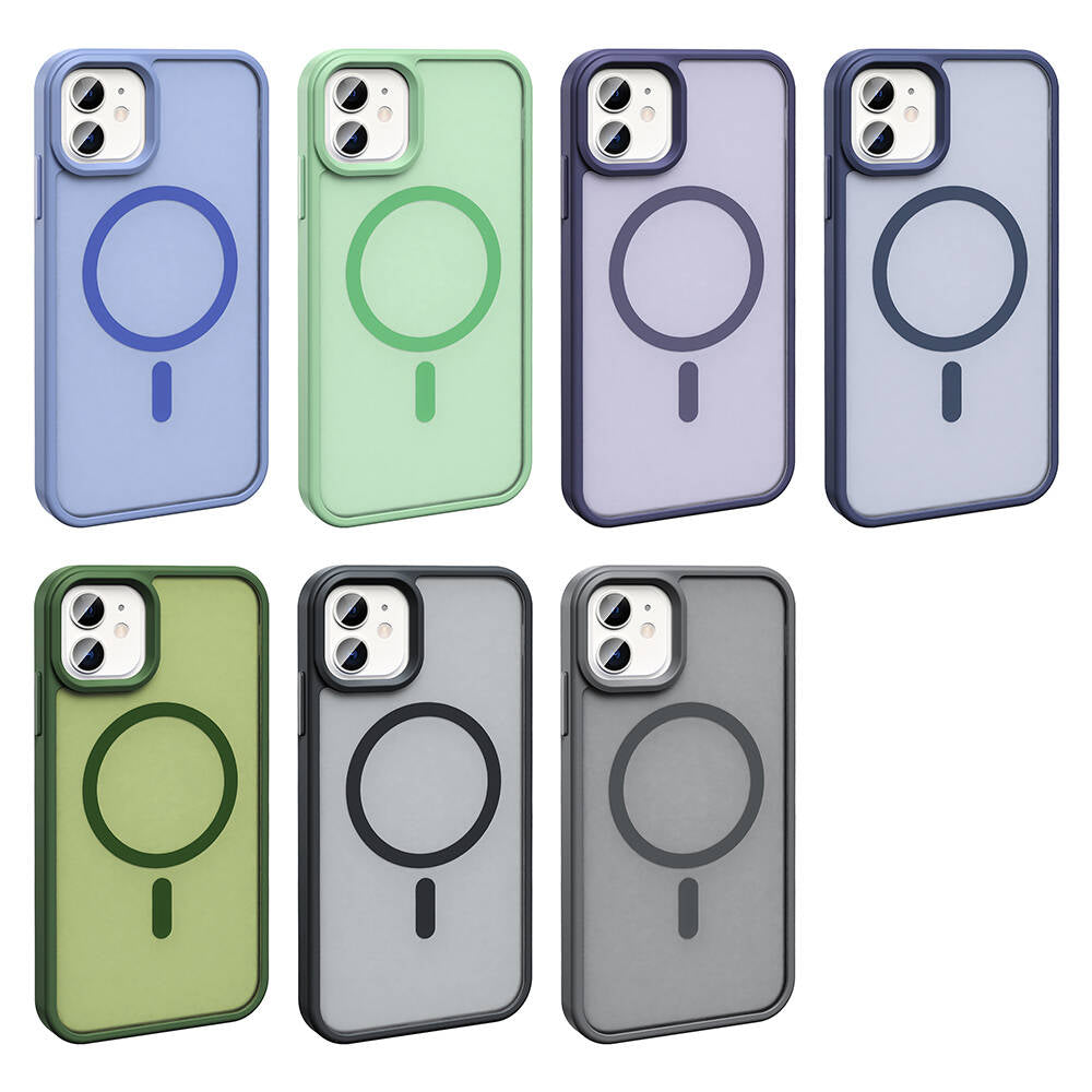 Apple iPhone 11 Kılıf M-safe Şarj Özellikli Mat Arka Yüzey Zore Sio Kapak Lacivert