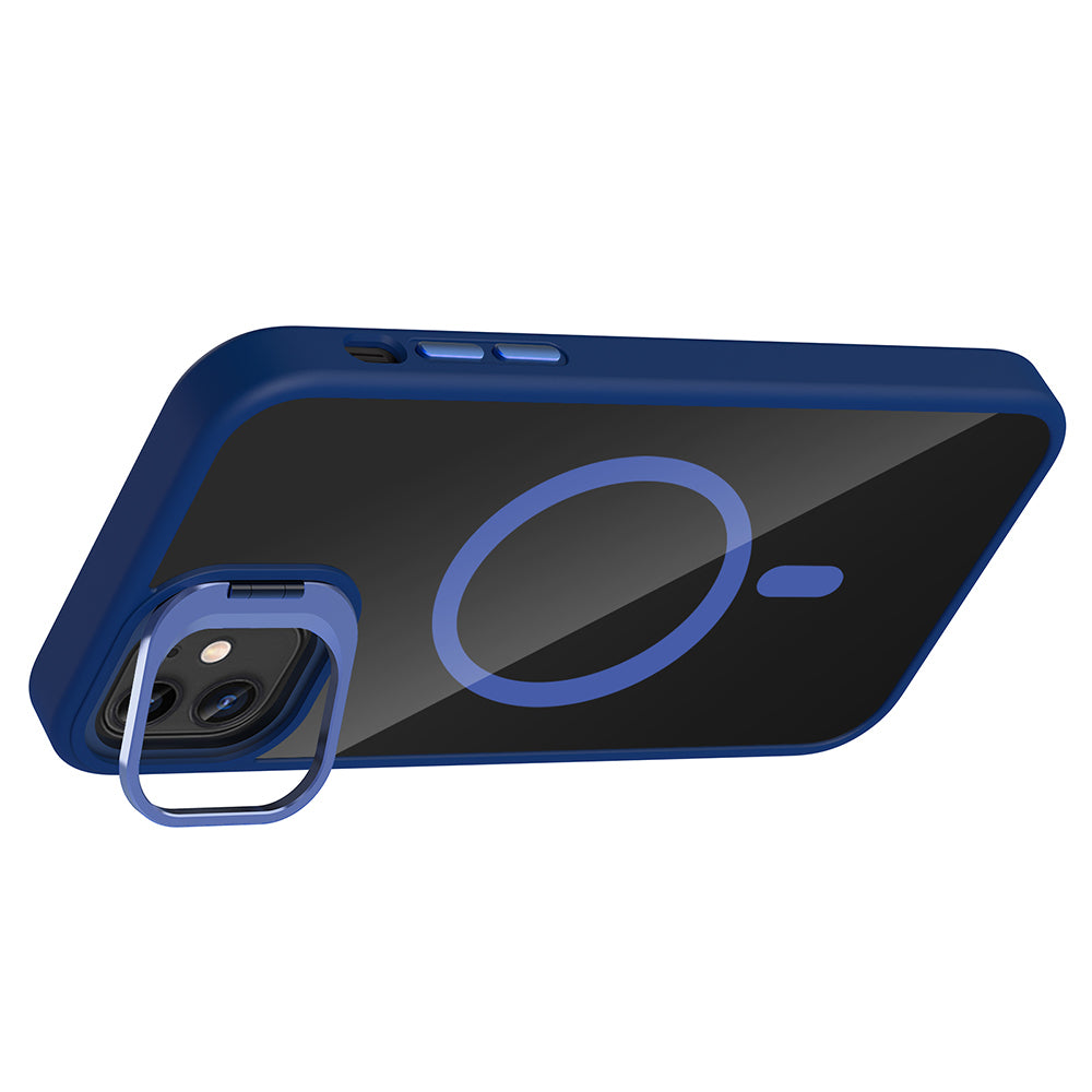 Apple iPhone 11 Kılıf Standlı ve Kamera Lens Hediyeli M-Safe Şarj Özellikli Zore Etro Kapak Desert Titanyum