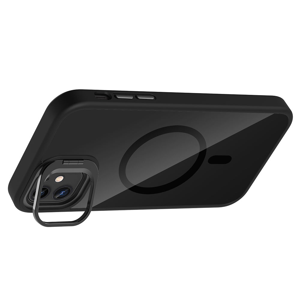 Apple iPhone 11 Kılıf Standlı ve Kamera Lens Hediyeli M-Safe Şarj Özellikli Zore Etro Kapak Desert Titanyum