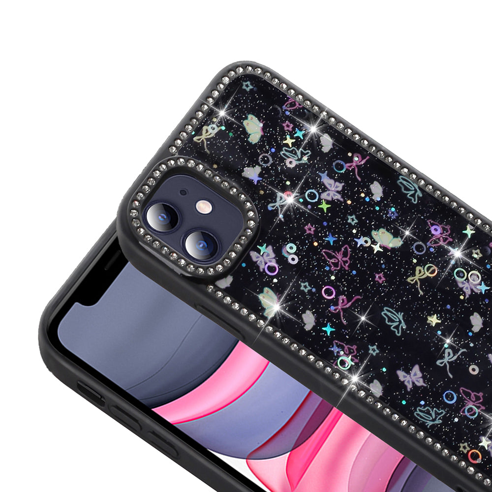 Apple iPhone 11 Kılıf Taşlı ve Simli Tasarım Zore Azra Kapak Siyah