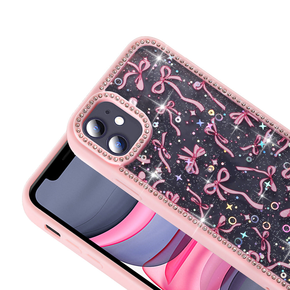 Apple iPhone 11 Kılıf Taşlı ve Simli Tasarım Zore Azra Kapak Pembe