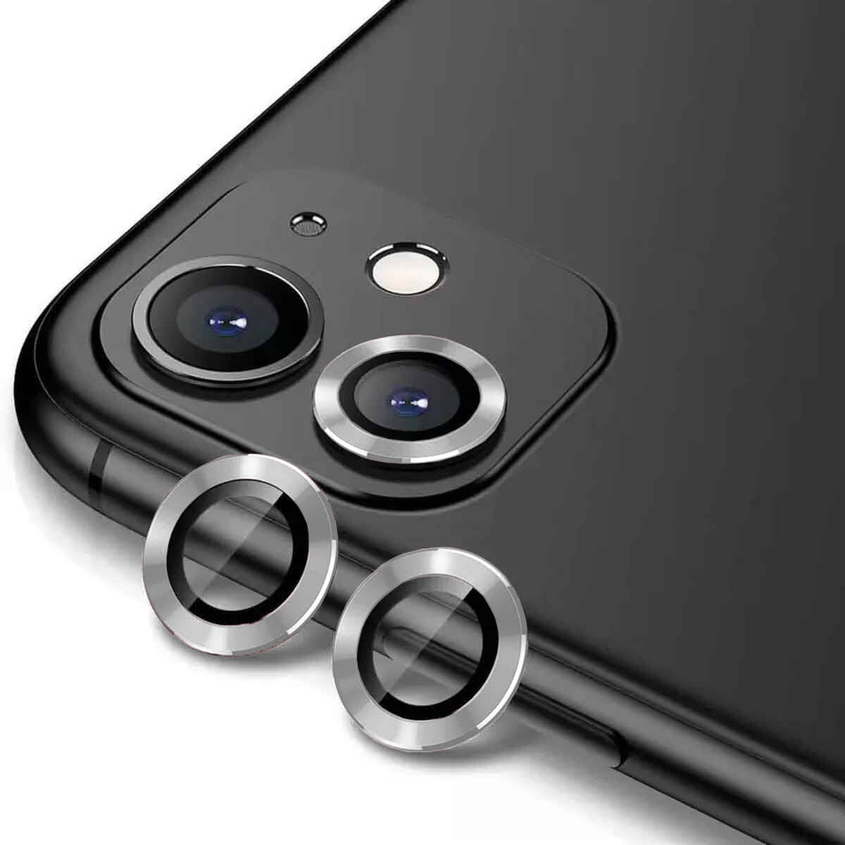 Apple iPhone 11 Zore CL-12 Premium Safir Parmak İzi Bırakmayan Anti-Reflective Kamera Lens Koruyucu Gümüş