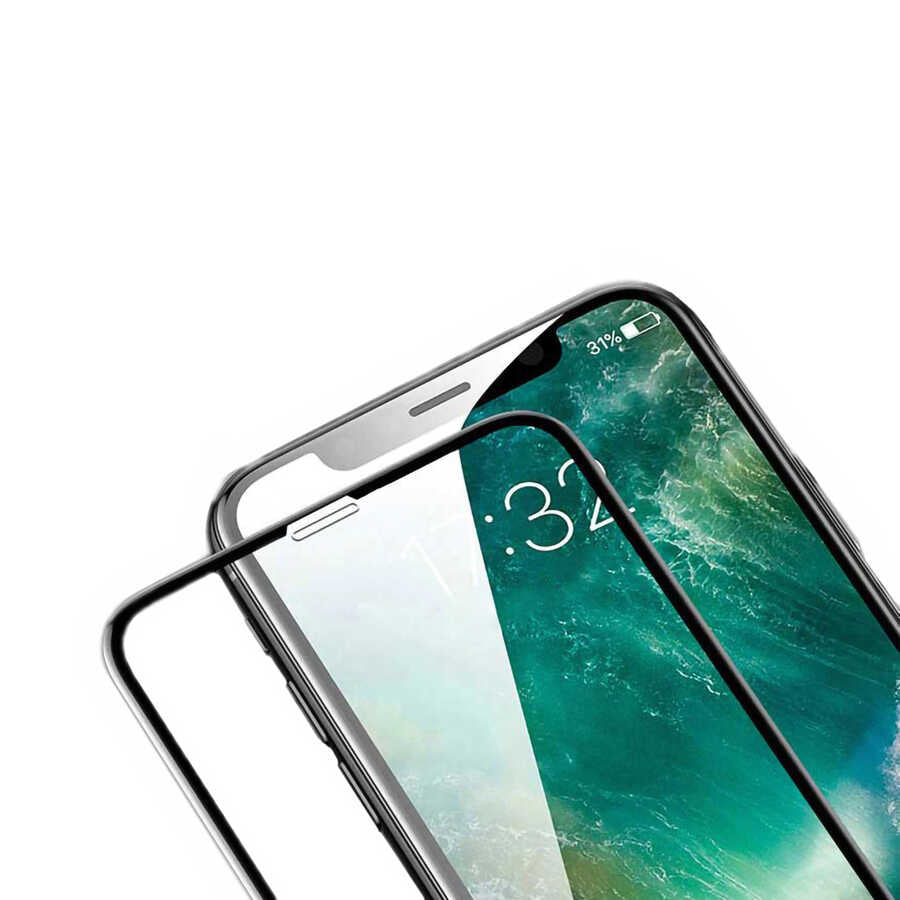 Apple iPhone 11 Zore Rika Premium Temperli Cam Ekran Koruyucu Siyah