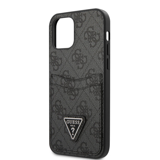 Apple iPhone 12 Kılıf GUESS Çift Kart Bölmeli Kapak Siyah