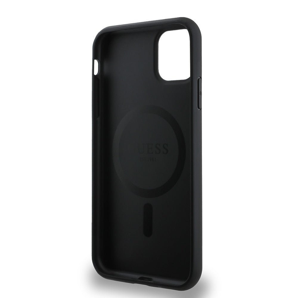 Apple iPhone 12 Kılıf Guess Orjinal Lisanslı Magsafe Şarj Özellikli Small 4G Classic Kapak Kahverengi