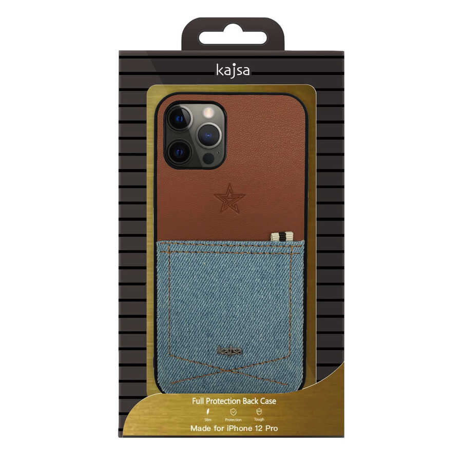 Apple iPhone 12 Kılıf Kajsa Denim Kapak Lacivert