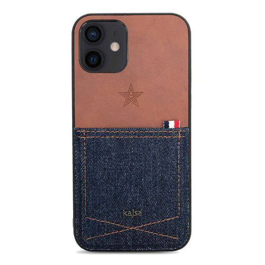 Apple iPhone 12 Kılıf Kajsa Denim Kapak Lacivert