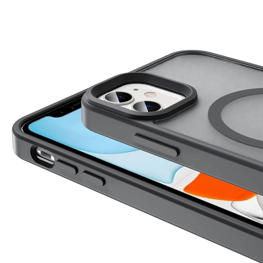 Apple iPhone 12 Kılıf M-safe Şarj Özellikli Mat Arka Yüzey Zore Sio Kapak Derin Mor