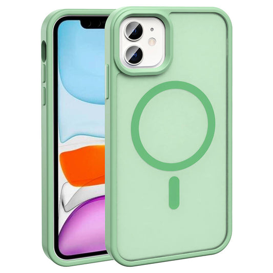 Apple iPhone 12 Kılıf M-safe Şarj Özellikli Mat Arka Yüzey Zore Sio Kapak Açık Yeşil