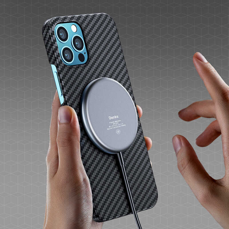 Apple iPhone 12 Pro Kılıf Benks MFİ Magsafe Magnetic Aramid Kapak Siyah