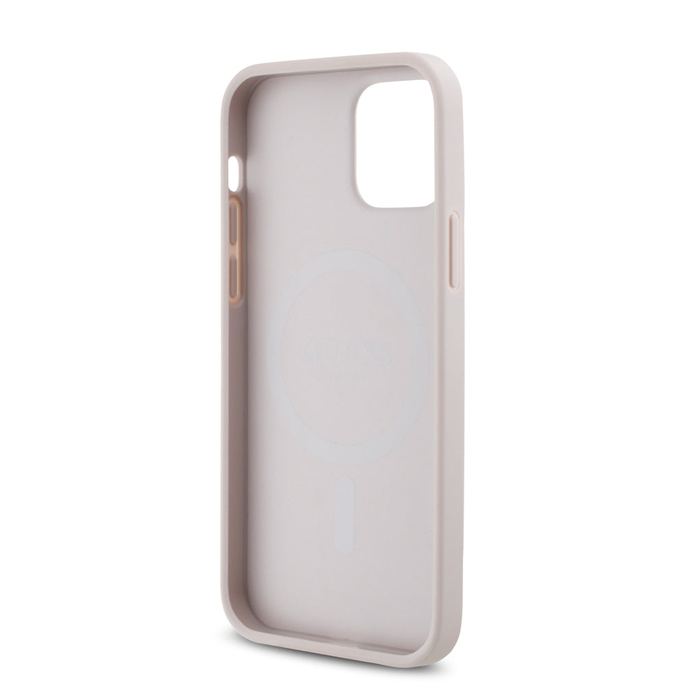 Apple iPhone 12 Pro Kılıf Guess Orjinal Lisanslı Magsafe Şarj Özellikli Small 4G Classic Kapak Pembe