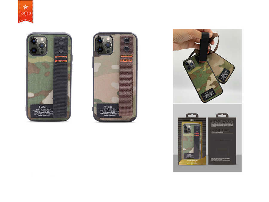 Apple iPhone 12 Pro Kılıf Kajsa Cordura Serisi Military Kapak Kahverengi