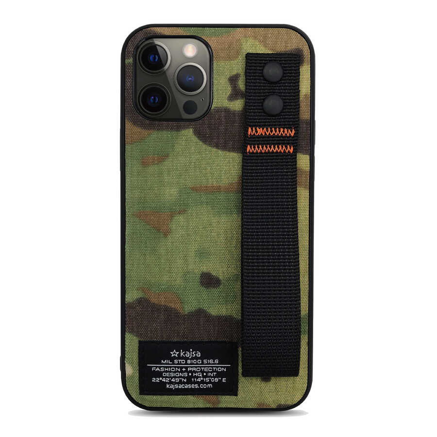 Apple iPhone 12 Pro Kılıf Kajsa Cordura Serisi Military Kapak Yeşil