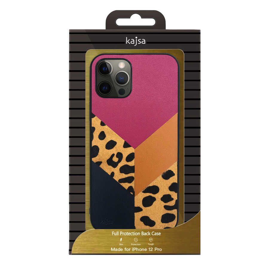 Apple iPhone 12 Pro Kılıf Kajsa Glamorous Serisi Leopard Combo Kapak Lacivert
