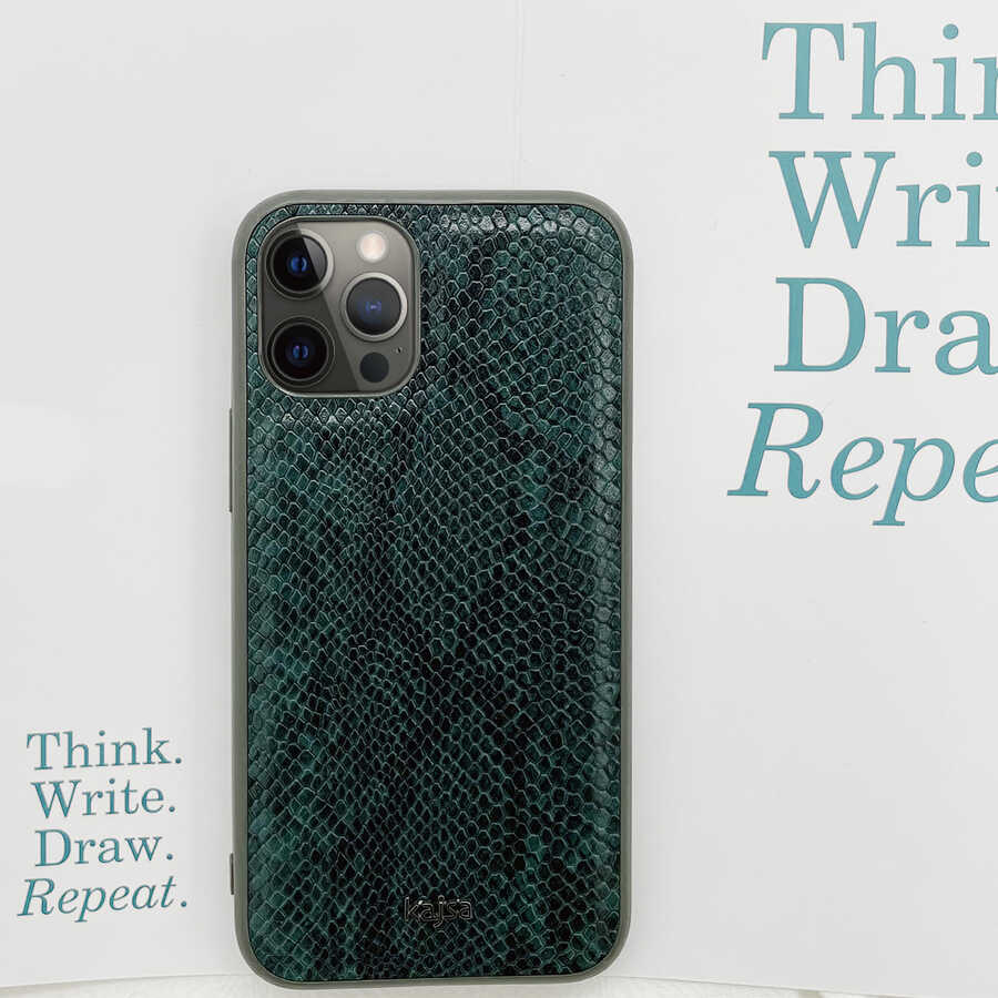 Apple iPhone 12 Pro Kılıf Kajsa Glamorous Serisi Snake Pattern Kapak Kırmızı