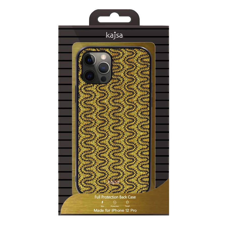 Apple iPhone 12 Pro Kılıf Kajsa Glamorous Serisi Waterfall Pattern Kapak Yeşil