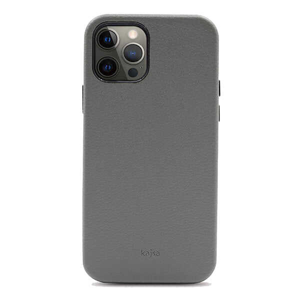 Apple iPhone 12 Pro Kılıf Kajsa Litchi Kapak Gri