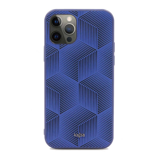 Apple iPhone 12 Pro Kılıf Kajsa Splendid Serisi 3D Cube Kapak Mavi