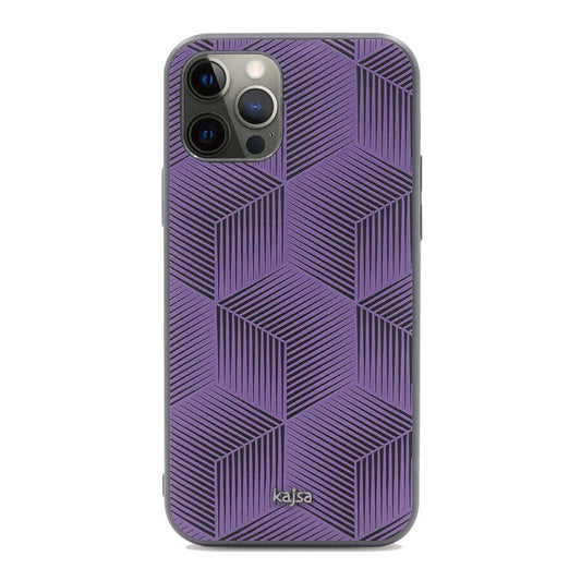Apple iPhone 12 Pro Kılıf Kajsa Splendid Serisi 3D Cube Kapak Mor
