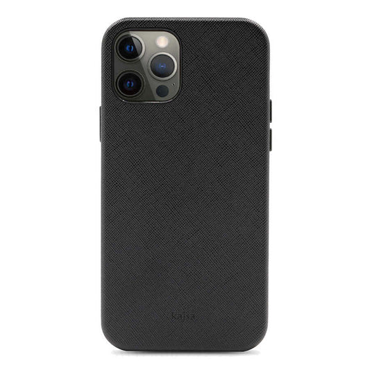 Apple iPhone 12 Pro Kılıf Kajsa Woven Kapak Siyah