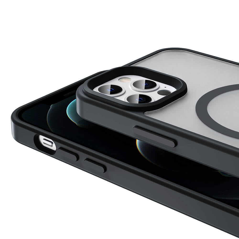 Apple iPhone 12 Pro Kılıf M-safe Şarj Özellikli Mat Arka Yüzey Zore Sio Kapak Lacivert