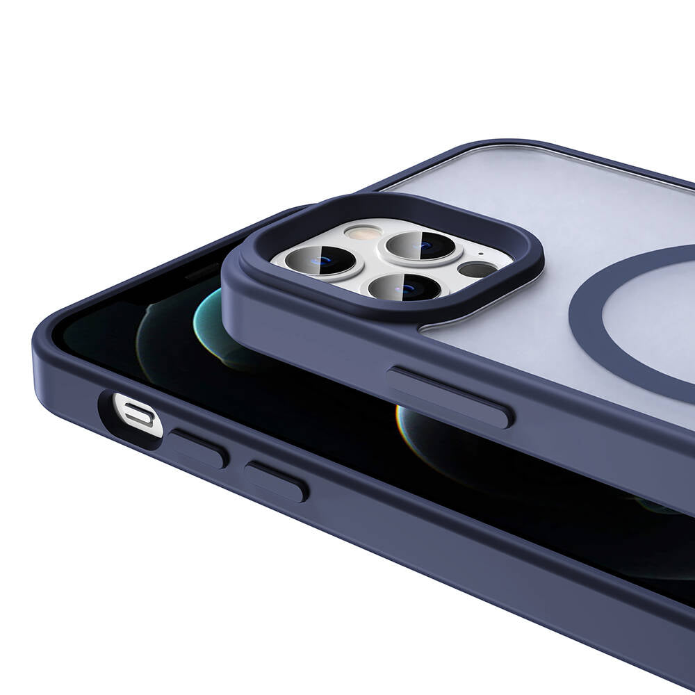 Apple iPhone 12 Pro Kılıf M-safe Şarj Özellikli Mat Arka Yüzey Zore Sio Kapak Derin Mor