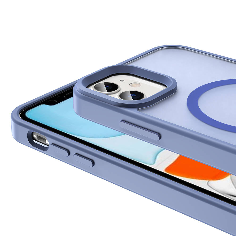 Apple iPhone 12 Pro Kılıf M-safe Şarj Özellikli Mat Arka Yüzey Zore Sio Kapak Lila